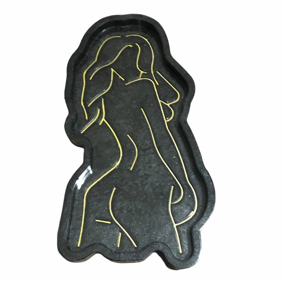 Black & Gold goddess jewelry tray. Handmade - Picture 7 of 7